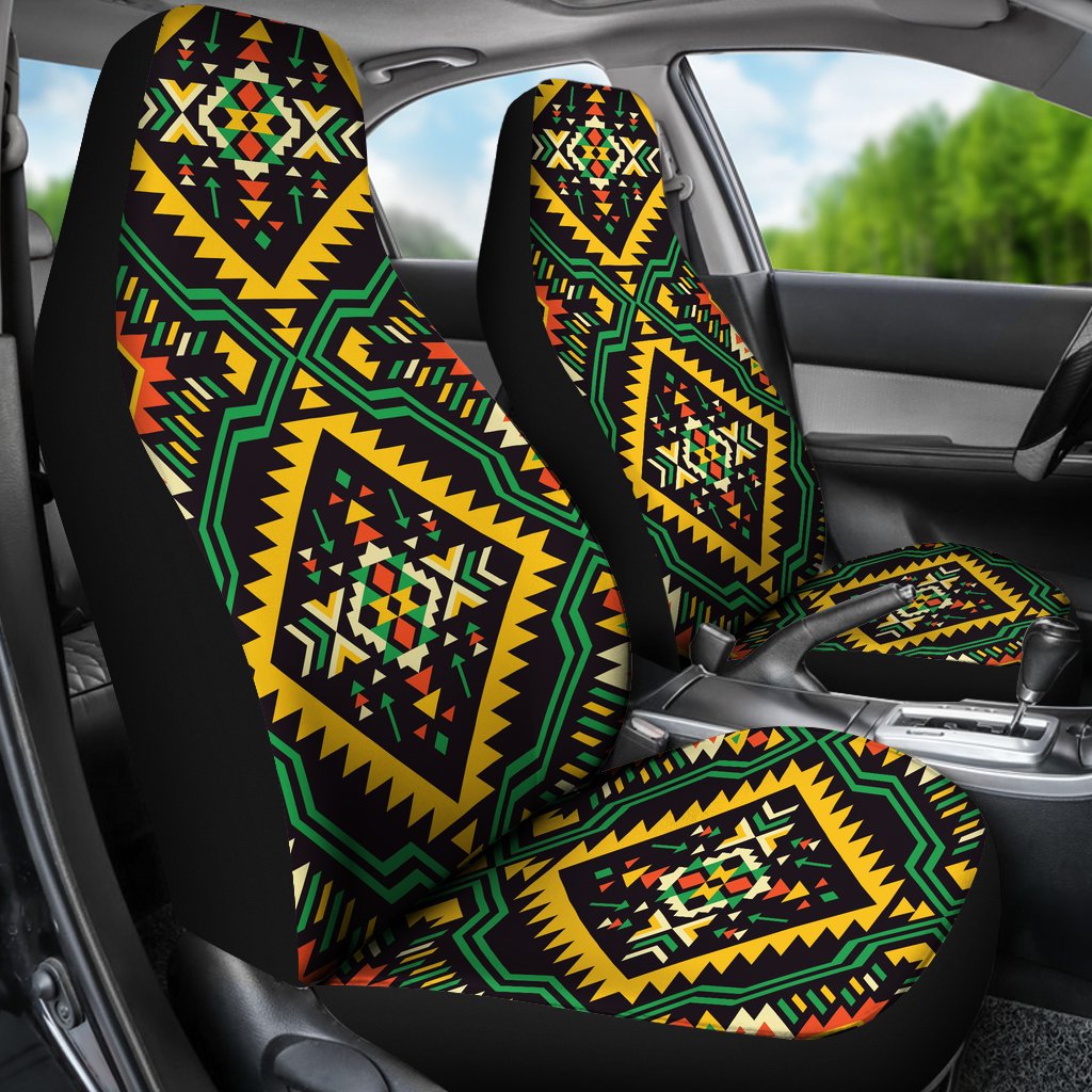Kente Green Design African Print Universal Fit Car Seat Covers