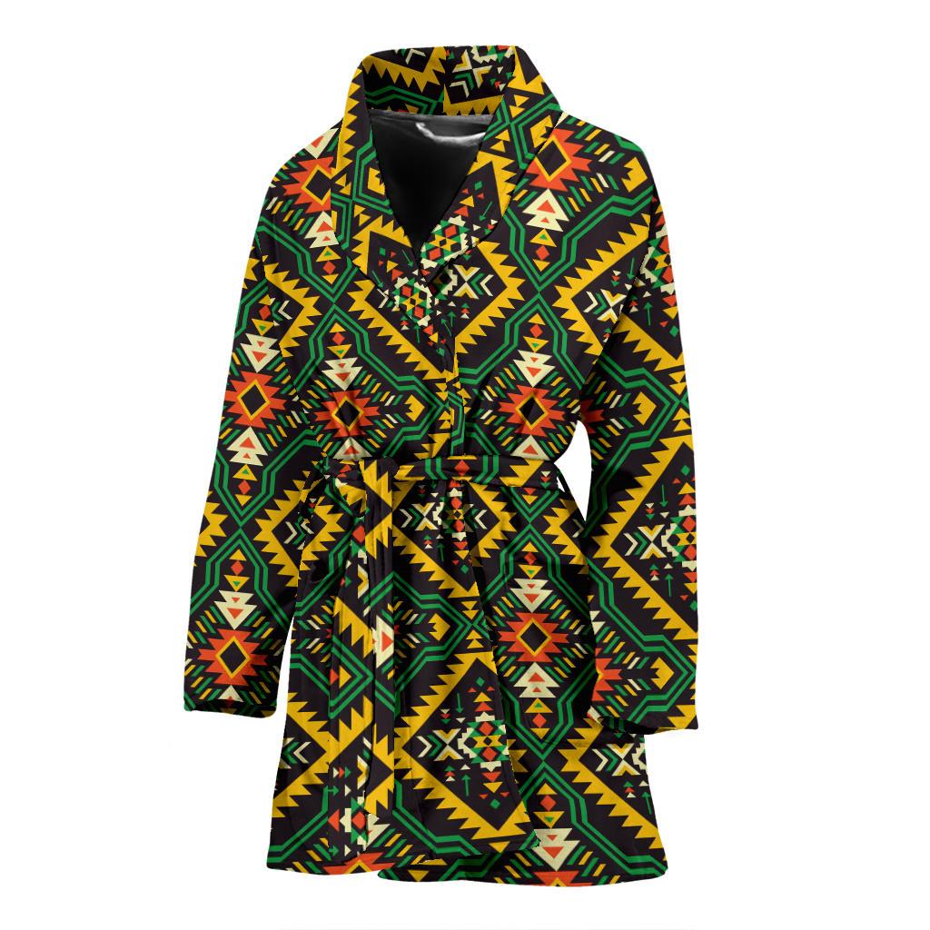Kente Green Design African Print Women Bath Robe-JTAMIGO.COM