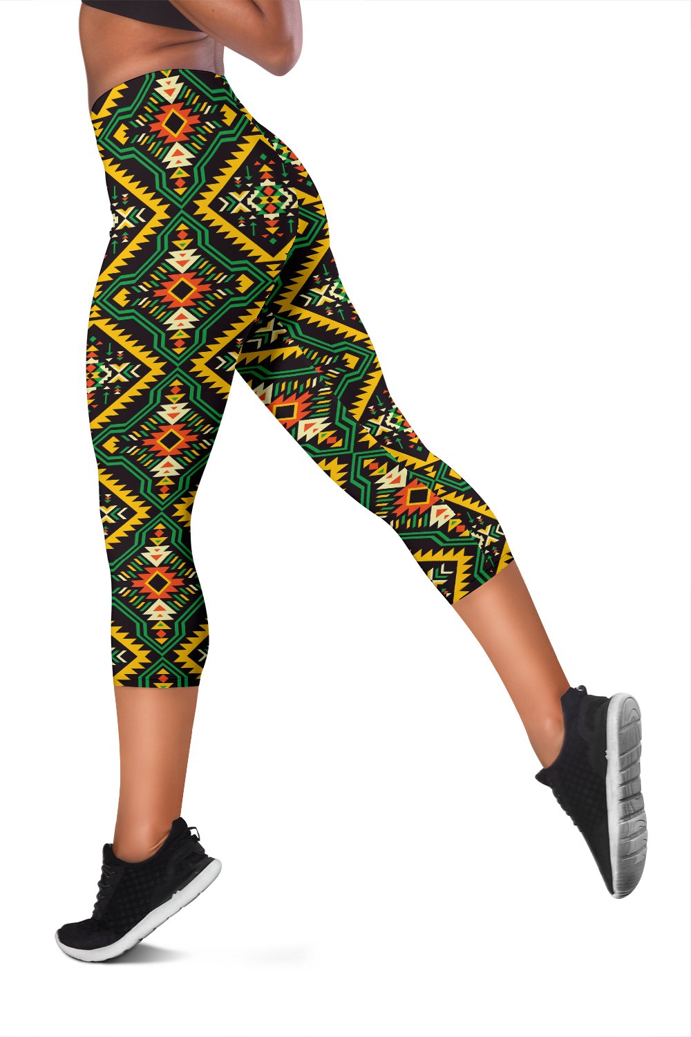 Kente Green Design African Print Women Capris