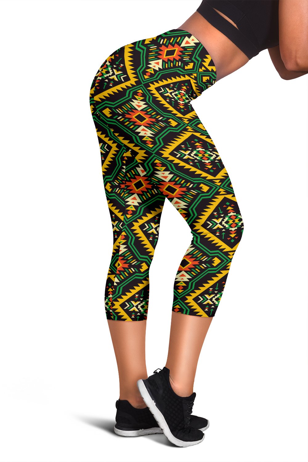 Kente Green Design African Print Women Capris