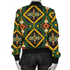 Kente Green Design African Print Women Casual Bomber Jacket