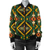 Kente Green Design African Print Women Casual Bomber Jacket