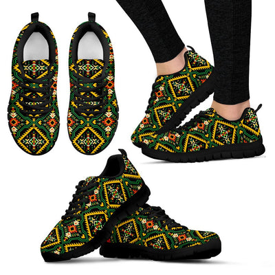 Kente Green Design African Print Women Sneakers Shoes