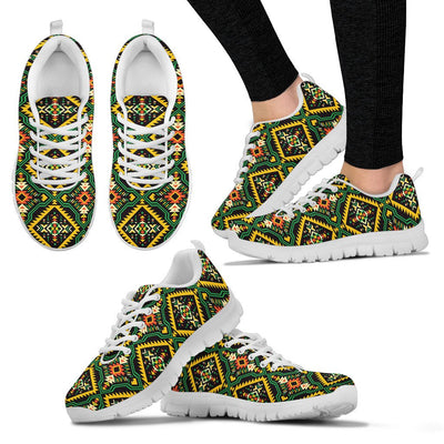 Kente Green Design African Print Women Sneakers Shoes