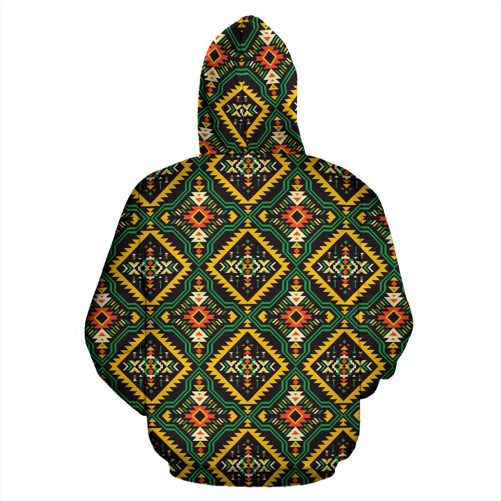 Kente Green Design African Print Zip Up Hoodie