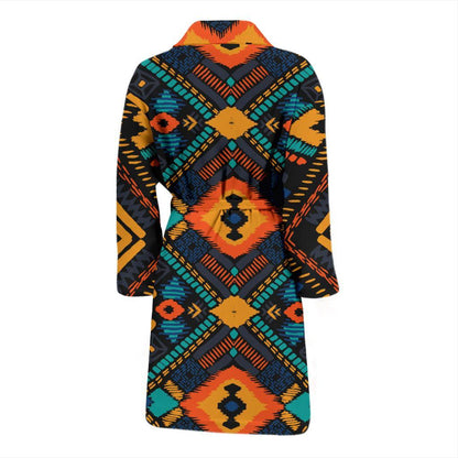 Kente Pattern Print Design 04 Men Bathrobe-JORJUNE.COM