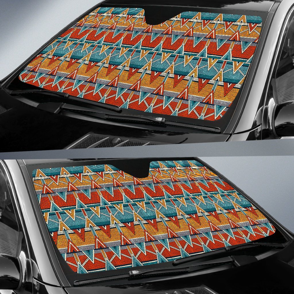 Kente Print African Design Themed Car Sun Shade For Windshield