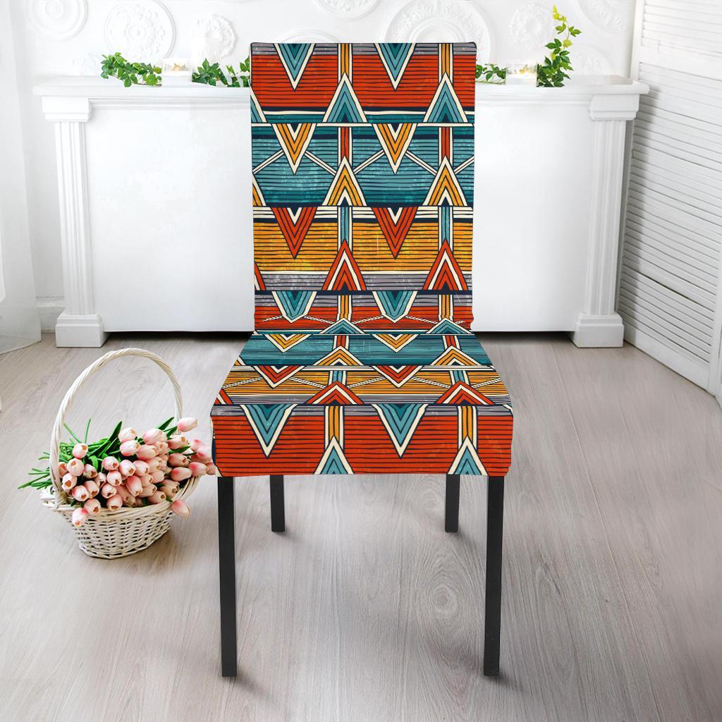 Kente Print African Design Themed Dining Chair Slipcover-JTAMIGO.COM