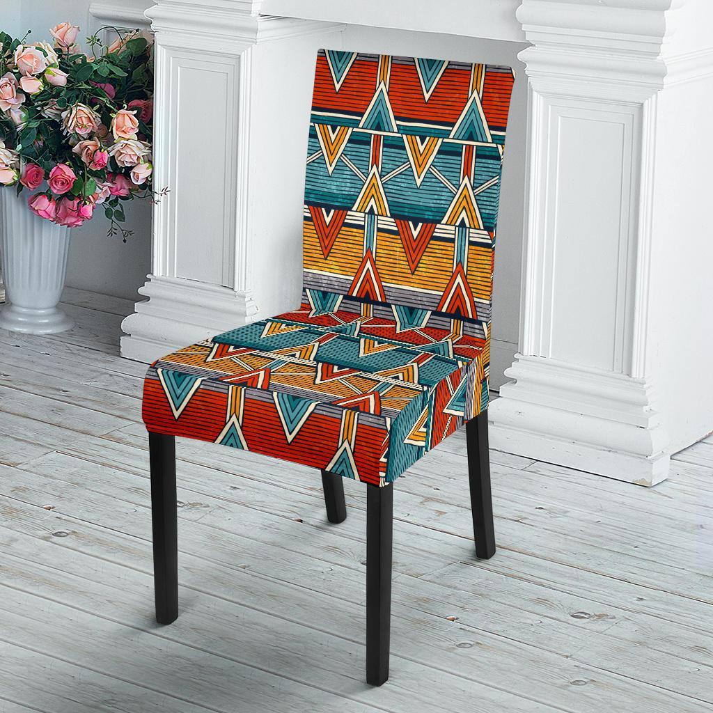 Kente Print African Design Themed Dining Chair Slipcover-JTAMIGO.COM