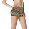 Kente Print African Design Themed High Waisted Spandex Shorts-JTAMIGO.COM