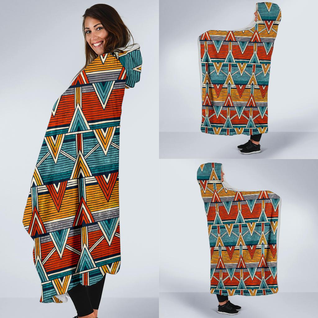 Kente Print African Design Themed Hooded Blanket-JTAMIGO.COM