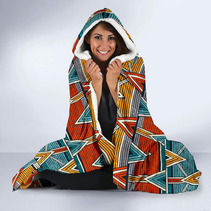 Kente Print African Design Themed Hooded Blanket-JTAMIGO.COM