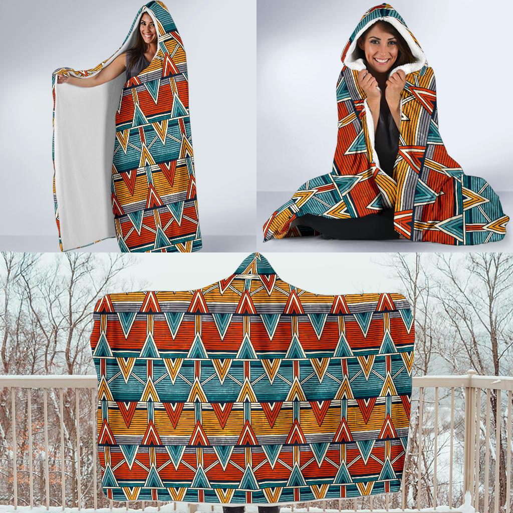 Kente Print African Design Themed Hooded Blanket-JTAMIGO.COM