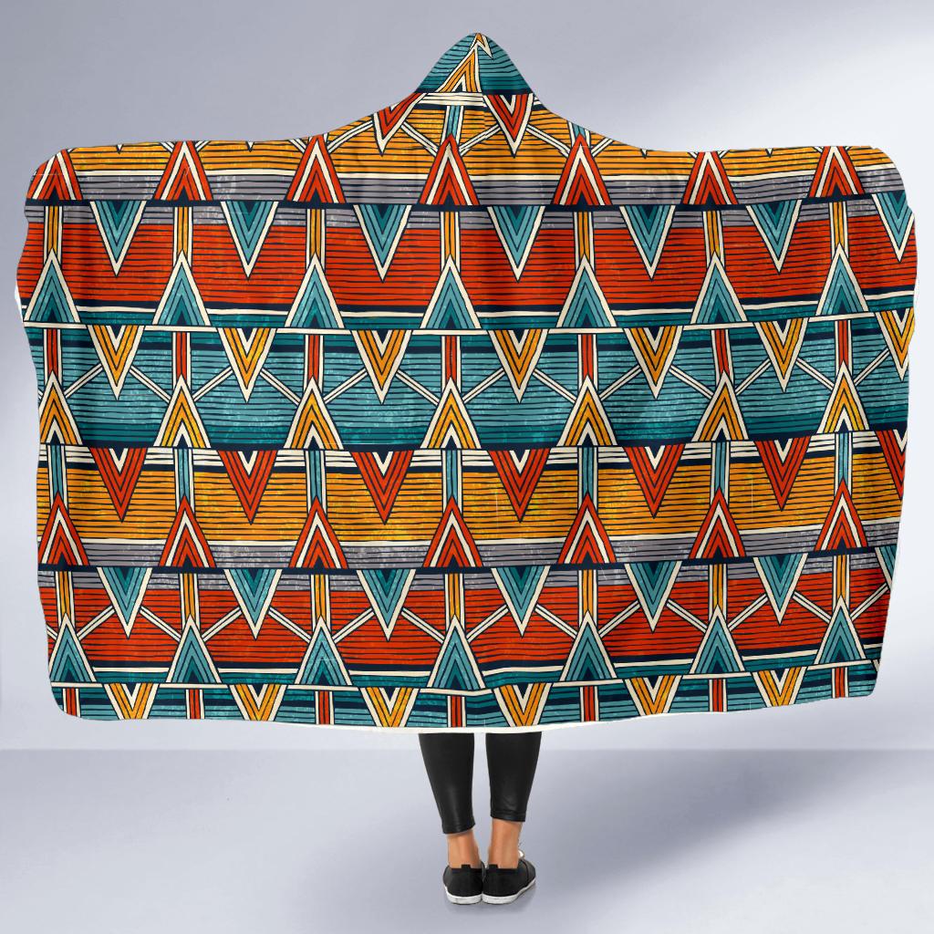 Kente Print African Design Themed Hooded Blanket-JTAMIGO.COM