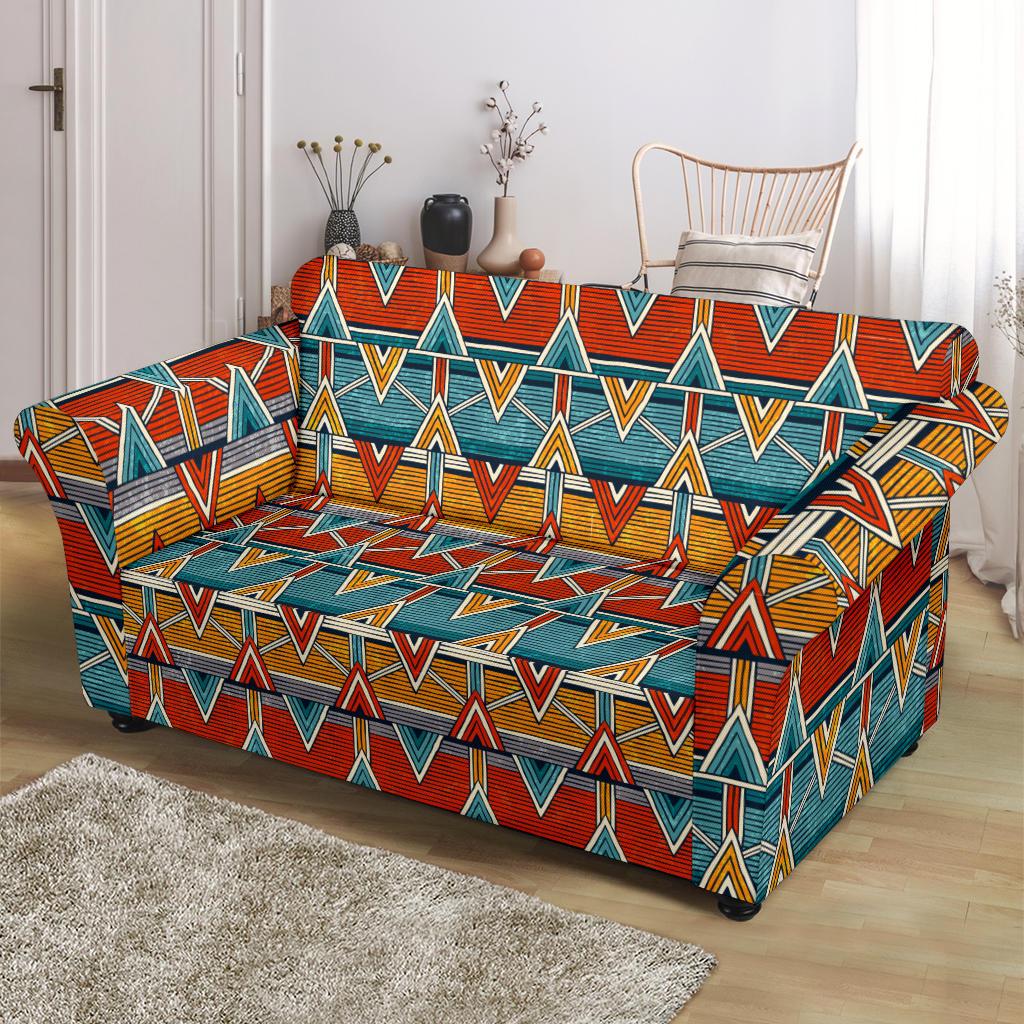 Kente Print African Design Themed Loveseat Slipcover-JTAMIGO.COM