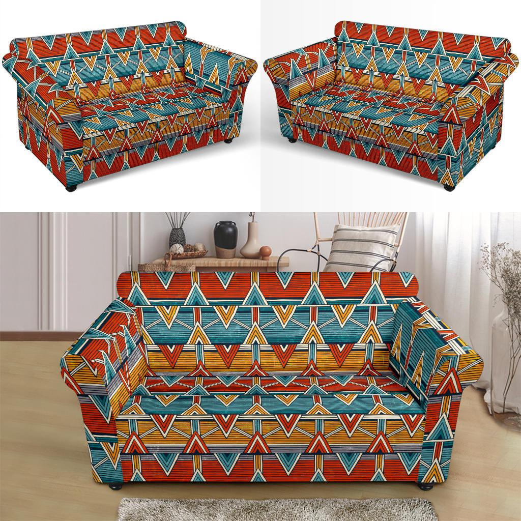 Kente Print African Design Themed Loveseat Slipcover-JTAMIGO.COM