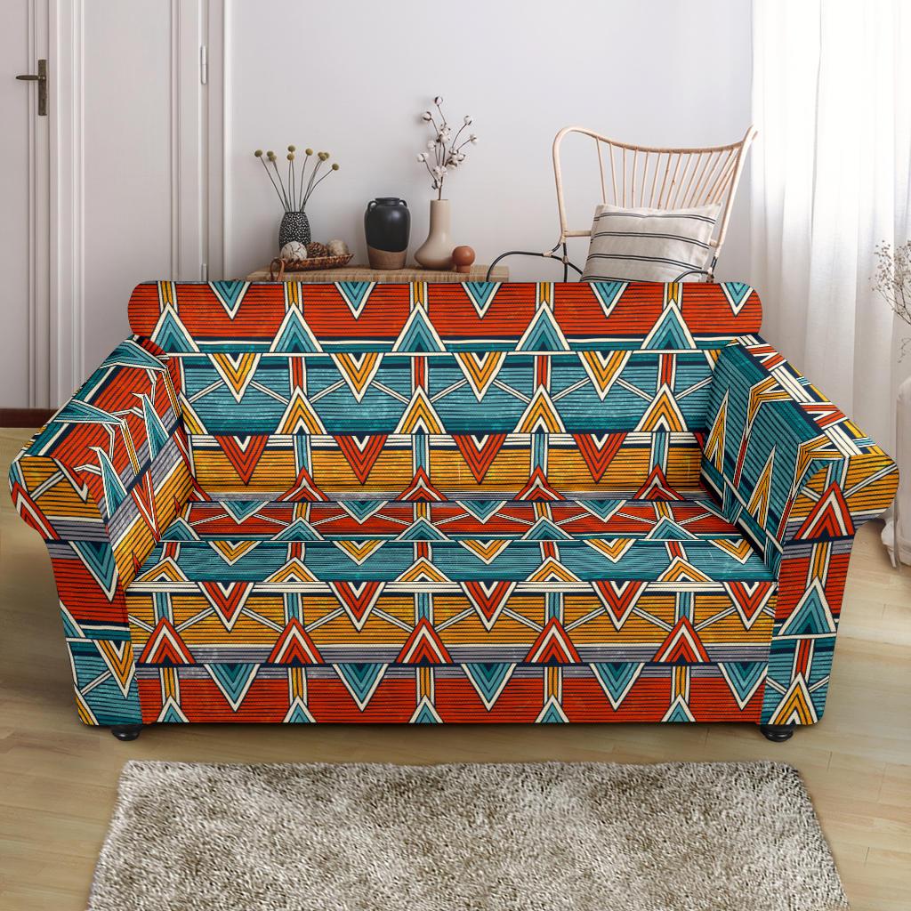 Kente Print African Design Themed Loveseat Slipcover-JTAMIGO.COM