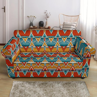 Kente Print African Design Themed Loveseat Slipcover-JTAMIGO.COM