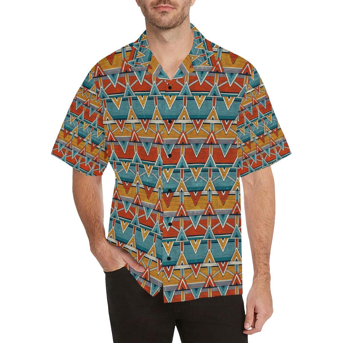 Kente Print African Design Themed Men Aloha Hawaiian Shirt