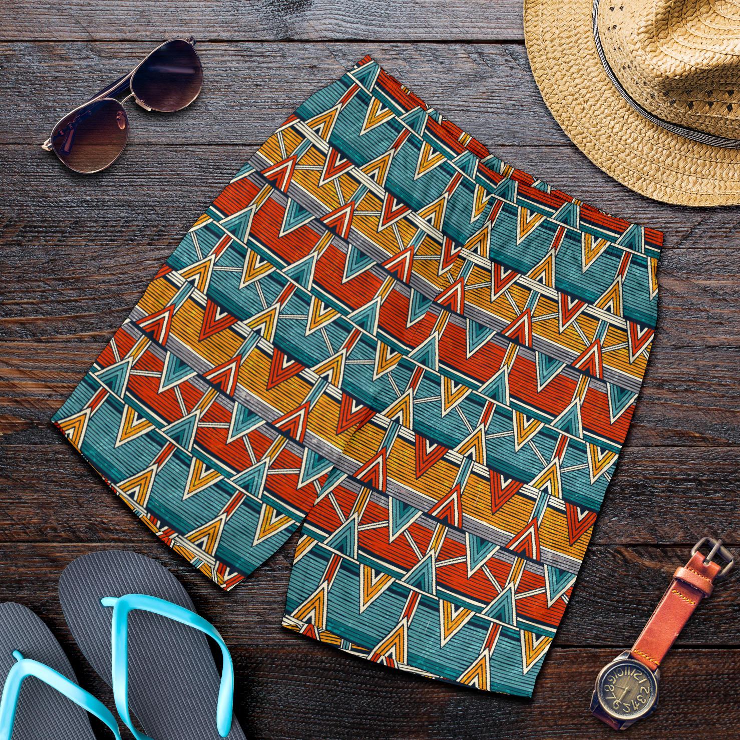 Kente Print African Design Themed Mens Shorts-JTAMIGO.COM