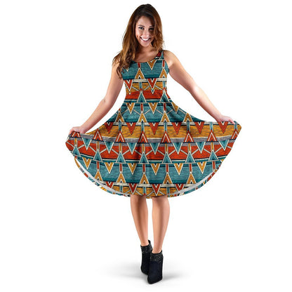 Kente Print African Design Themed Sleeveless Dress