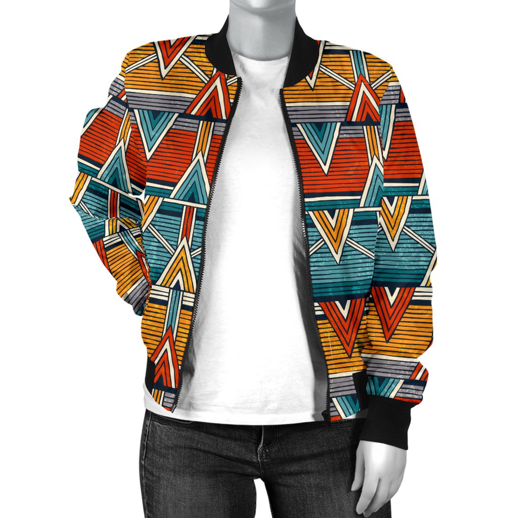 Kente Print African Design Themed Women Casual Bomber Jacket