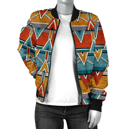 Kente Print African Design Themed Women Casual Bomber Jacket