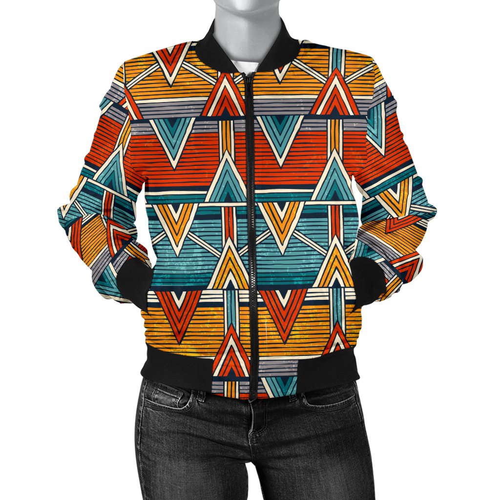 Kente Print African Design Themed Women Casual Bomber Jacket