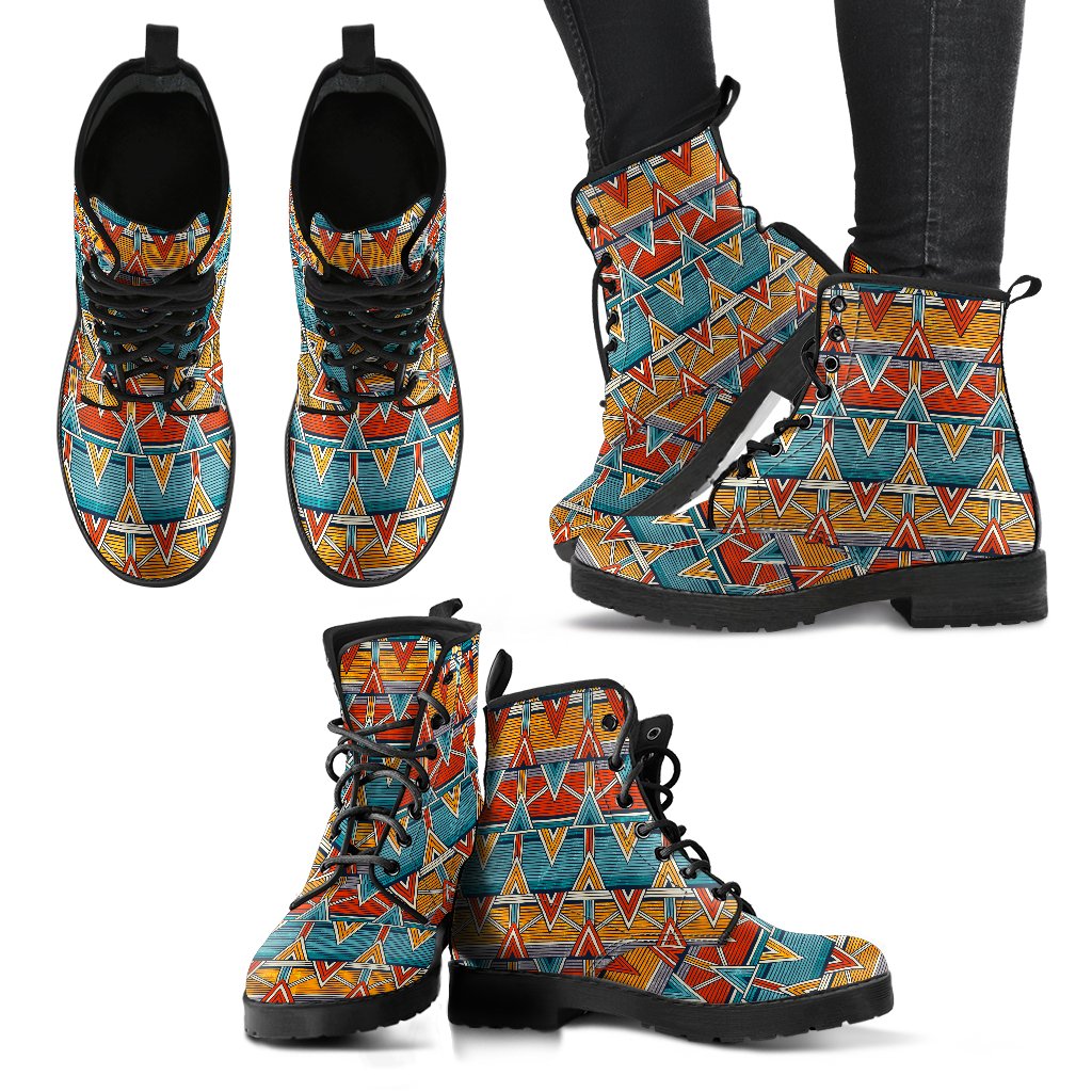 Kente Print African Design Themed Women Leather Boots-JTAMIGO.COM