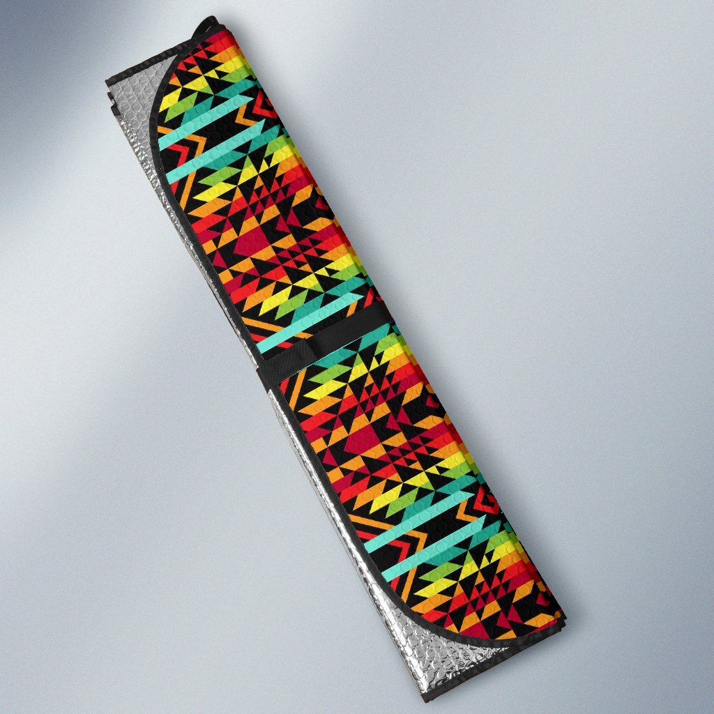 Kente Red Design African Print Car Sun Shade For Windshield