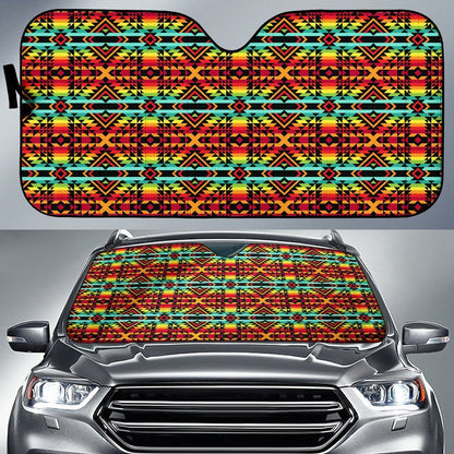 Kente Red Design African Print Car Sun Shade For Windshield