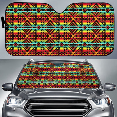Kente Red Design African Print Car Sun Shade For Windshield