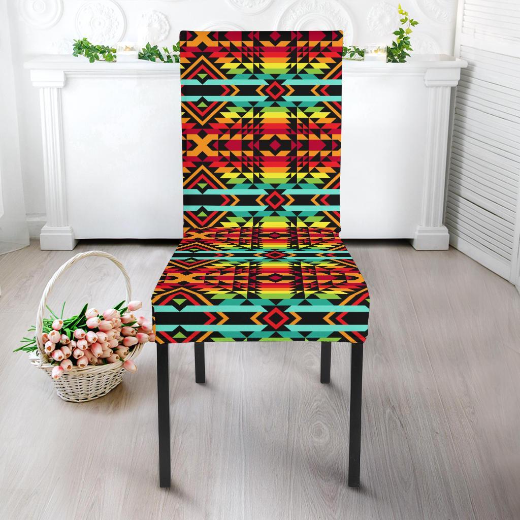 Kente Red Design African Print Dining Chair Slipcover-JTAMIGO.COM