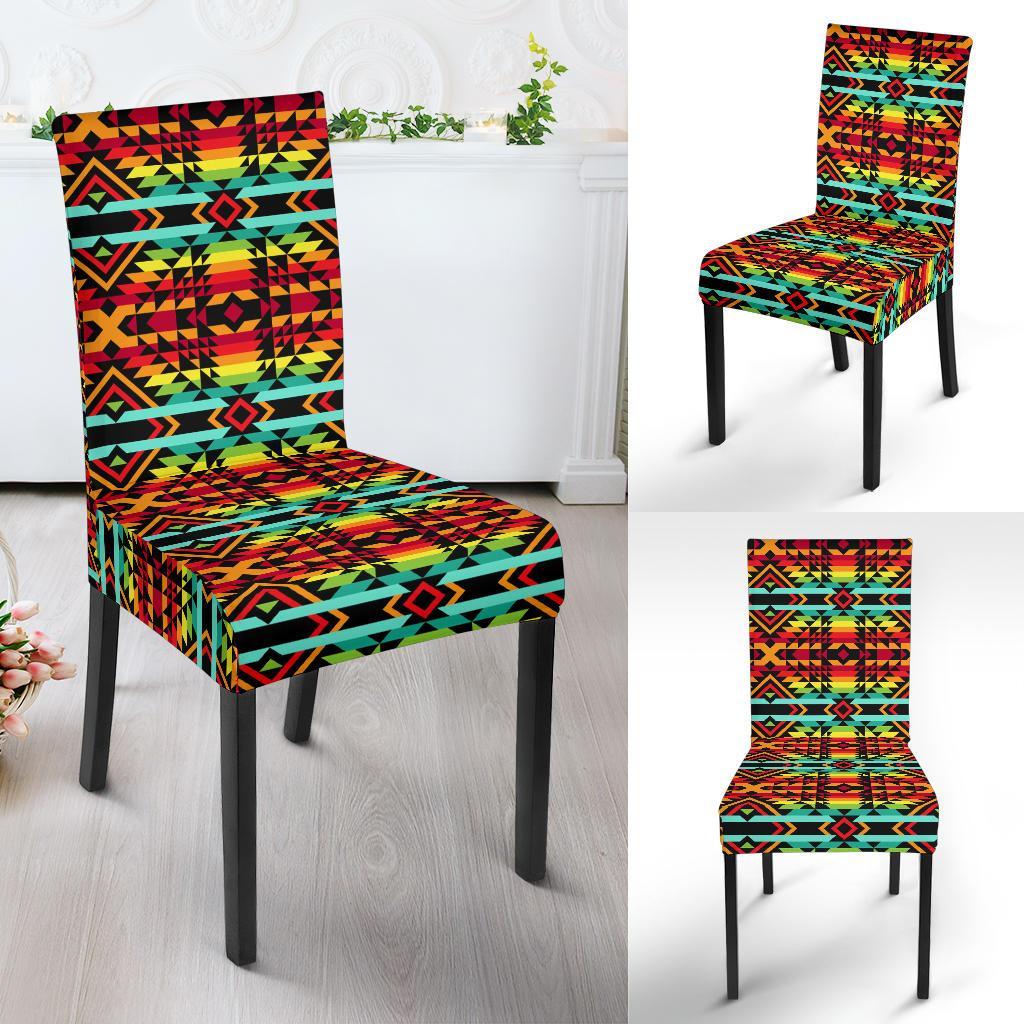 Kente Red Design African Print Dining Chair Slipcover-JTAMIGO.COM