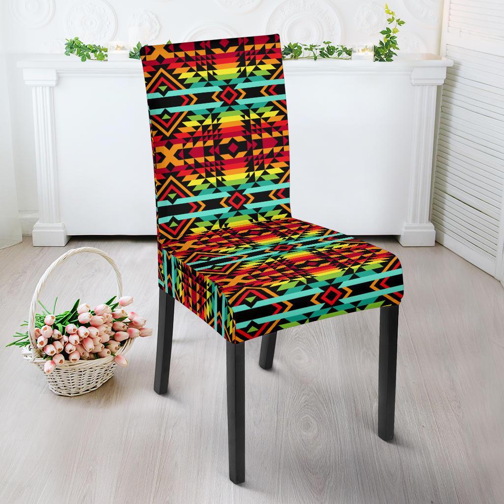 Kente Red Design African Print Dining Chair Slipcover-JTAMIGO.COM