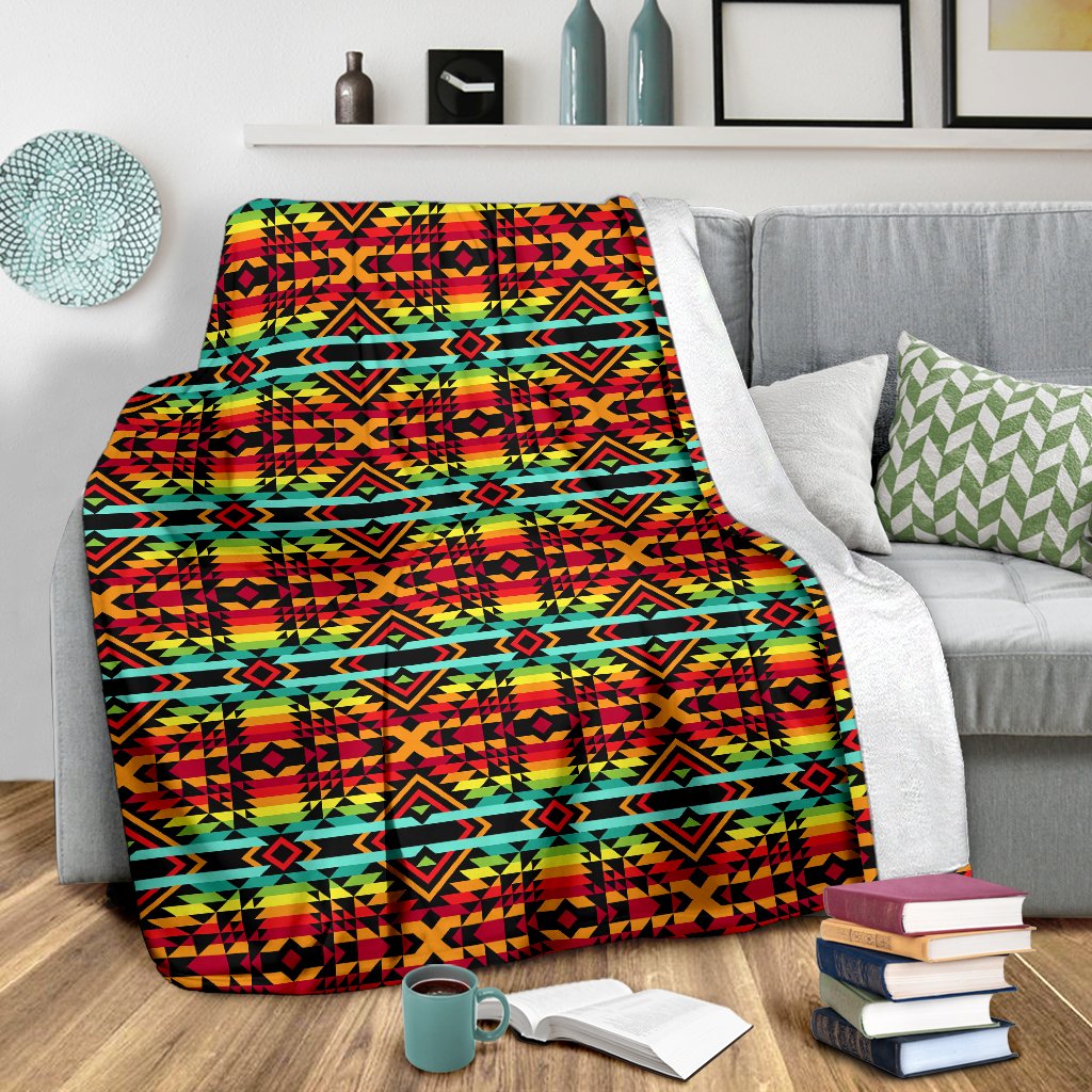 Kente Red Design African Print Fleece Blanket