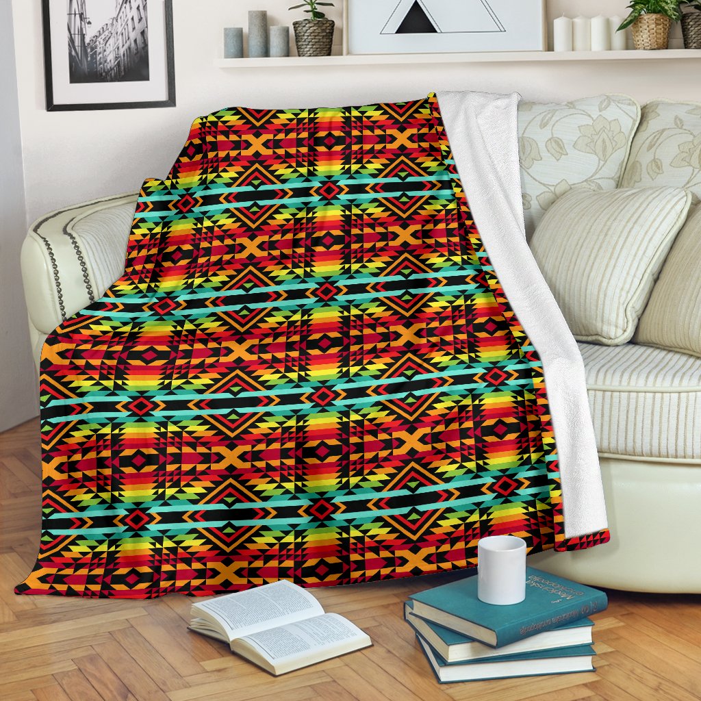 Kente Red Design African Print Fleece Blanket