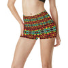 Kente Red Design African Print High Waisted Spandex Shorts-JTAMIGO.COM