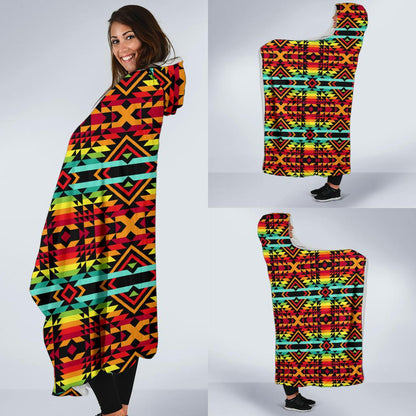 Kente Red Design African Print Hooded Blanket-JTAMIGO.COM