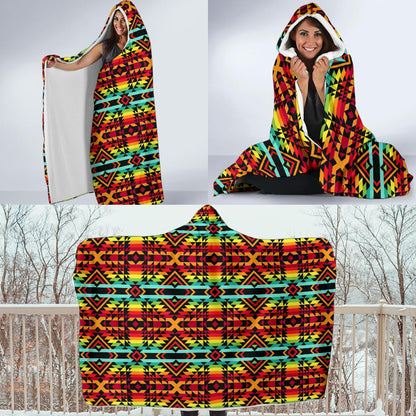 Kente Red Design African Print Hooded Blanket-JTAMIGO.COM
