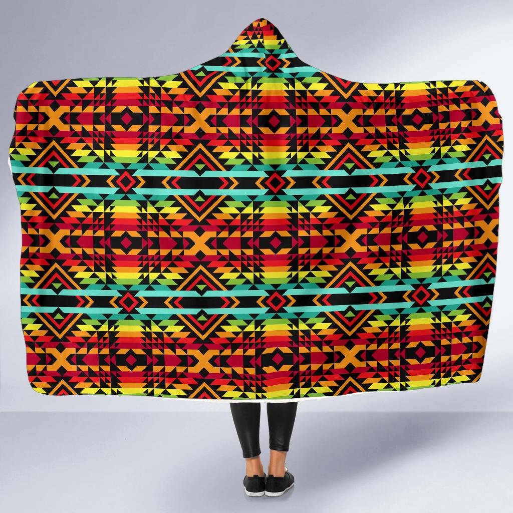 Kente Red Design African Print Hooded Blanket-JTAMIGO.COM