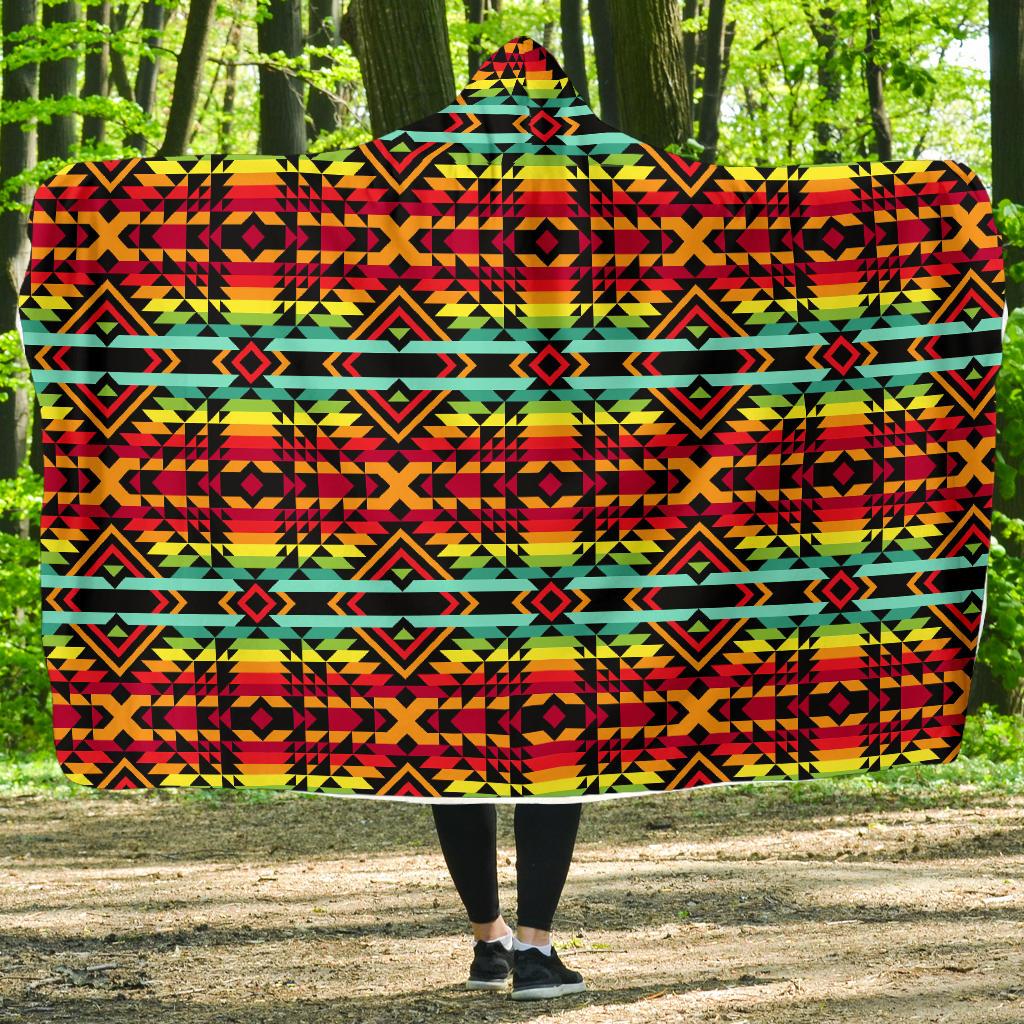 Kente Red Design African Print Hooded Blanket-JTAMIGO.COM