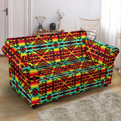 Kente Red Design African Print Loveseat Slipcover-JTAMIGO.COM