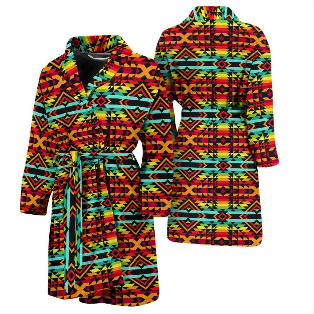 Kente Red Design African Print Men Bath Robe-JTAMIGO.COM