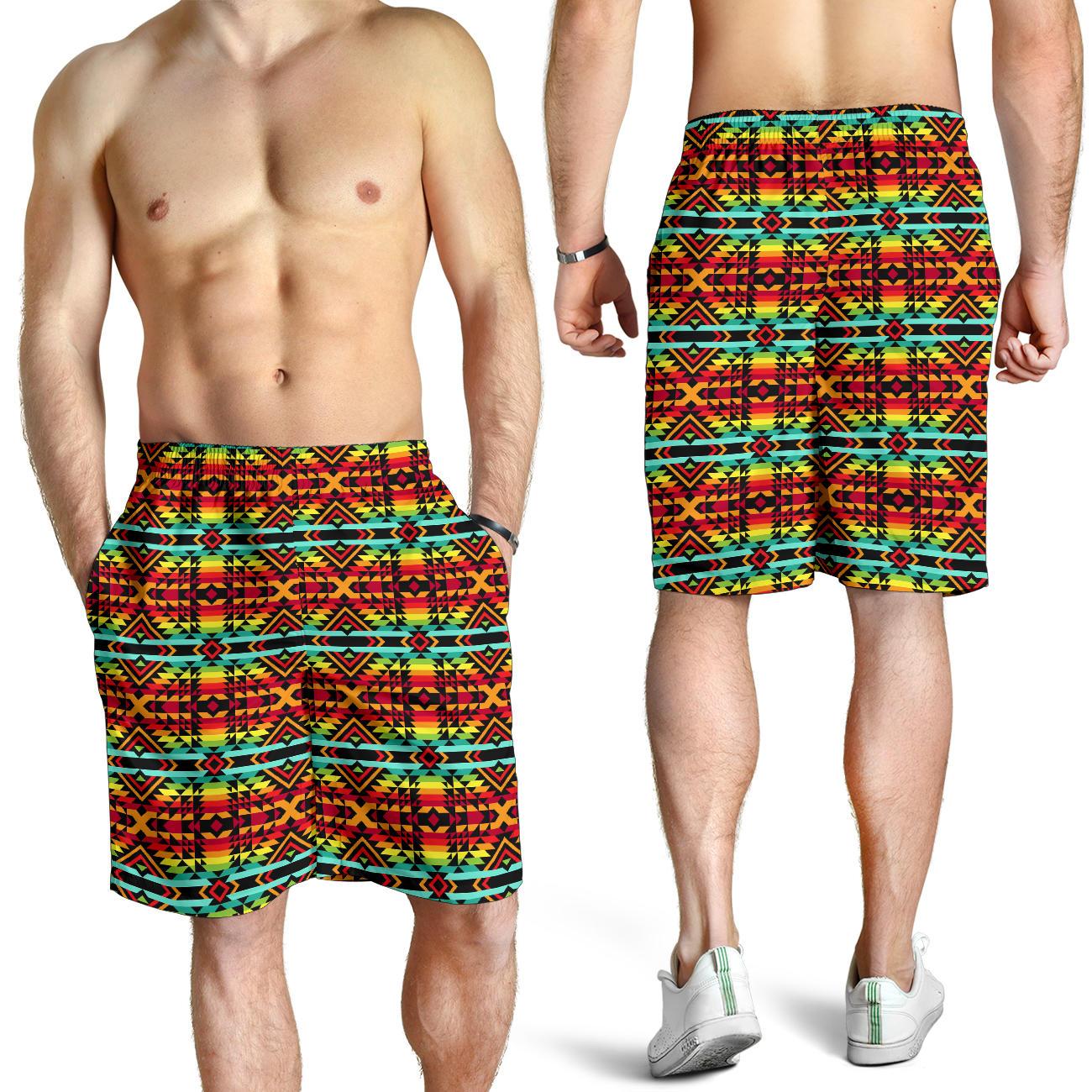 Kente Red Design African Print Mens Shorts-JTAMIGO.COM