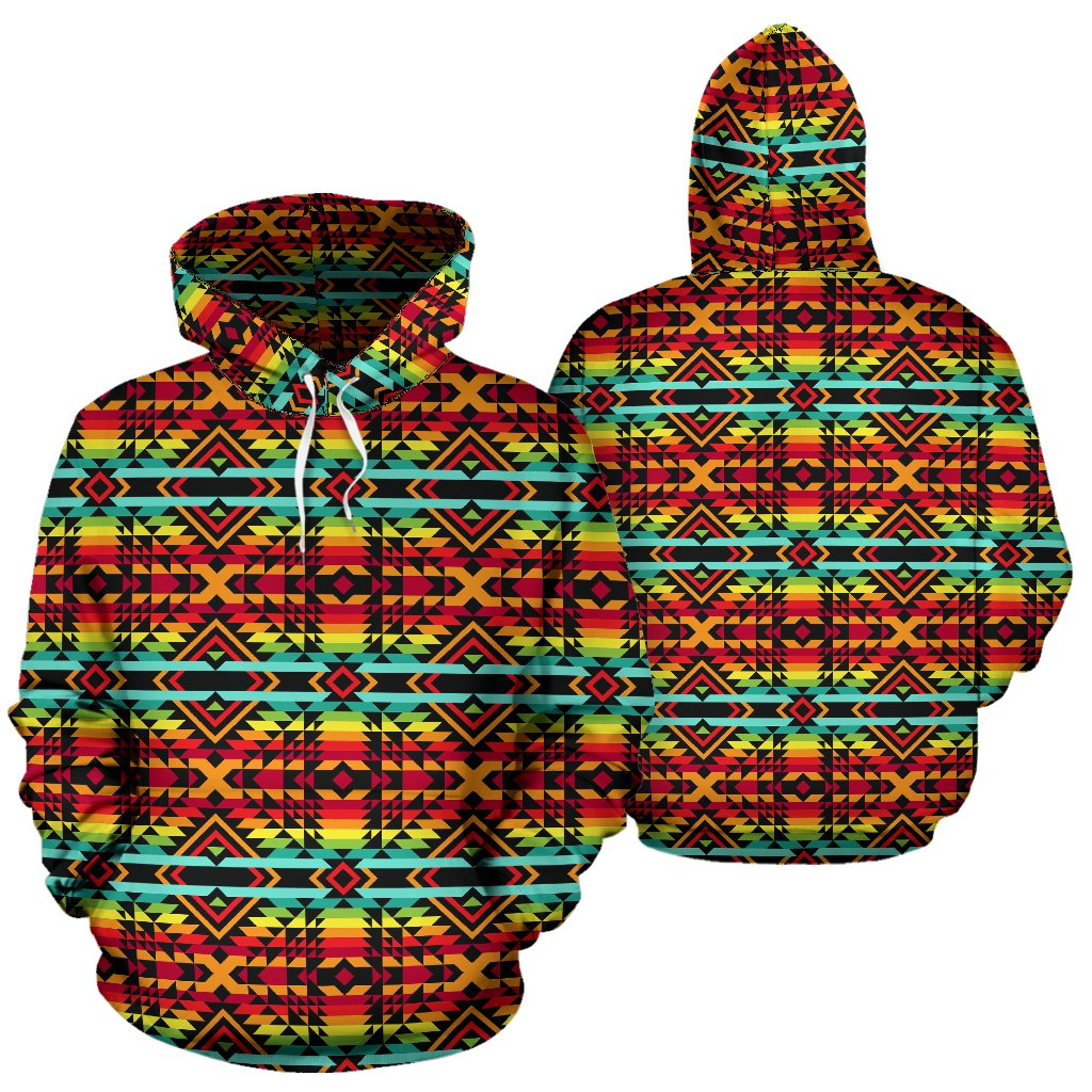 Kente Red Design African Print Pullover Hoodie