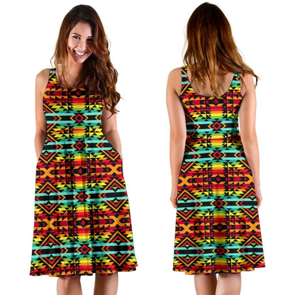 Kente Red Design African Print Sleeveless Dress