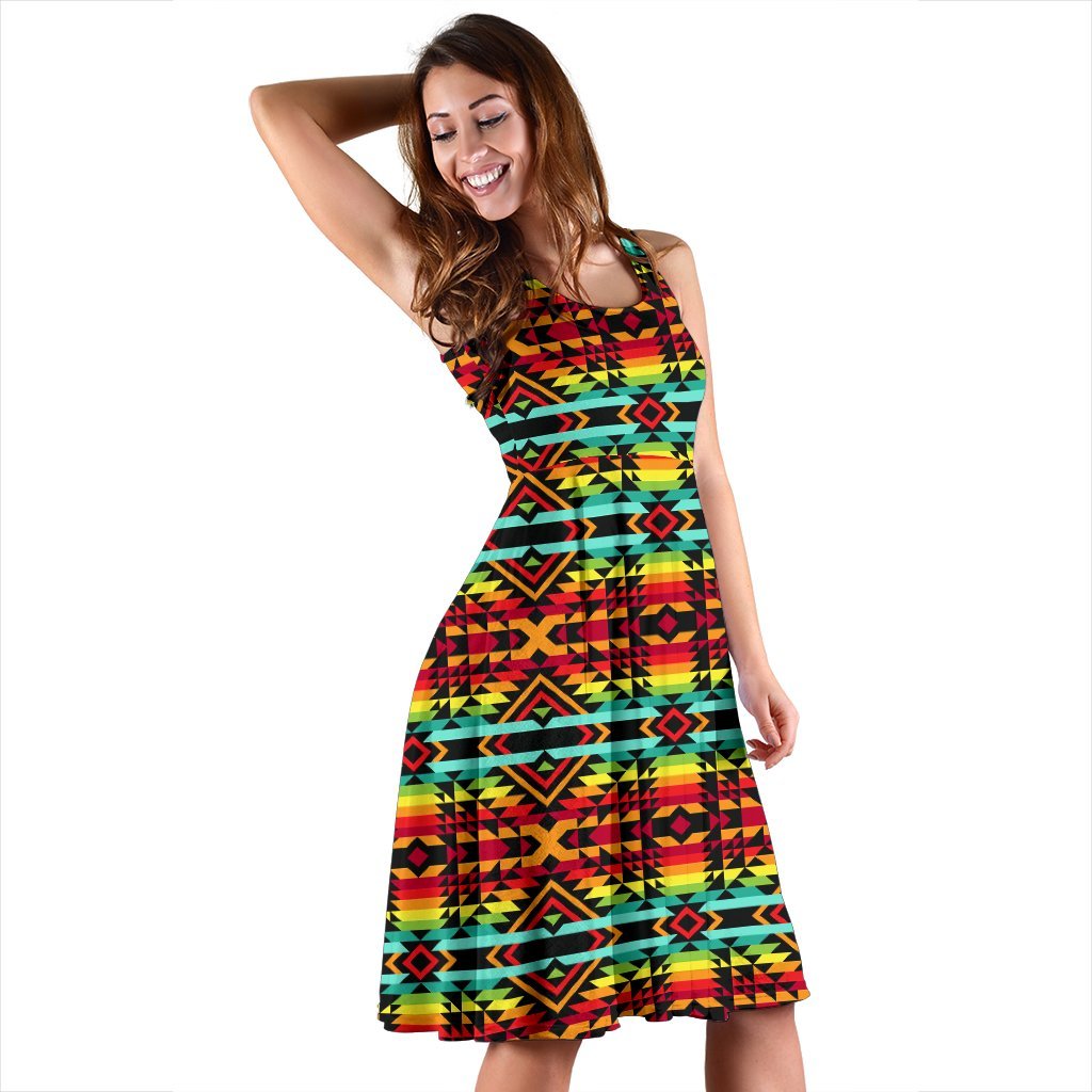 Kente Red Design African Print Sleeveless Dress