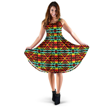 Kente Red Design African Print Sleeveless Dress
