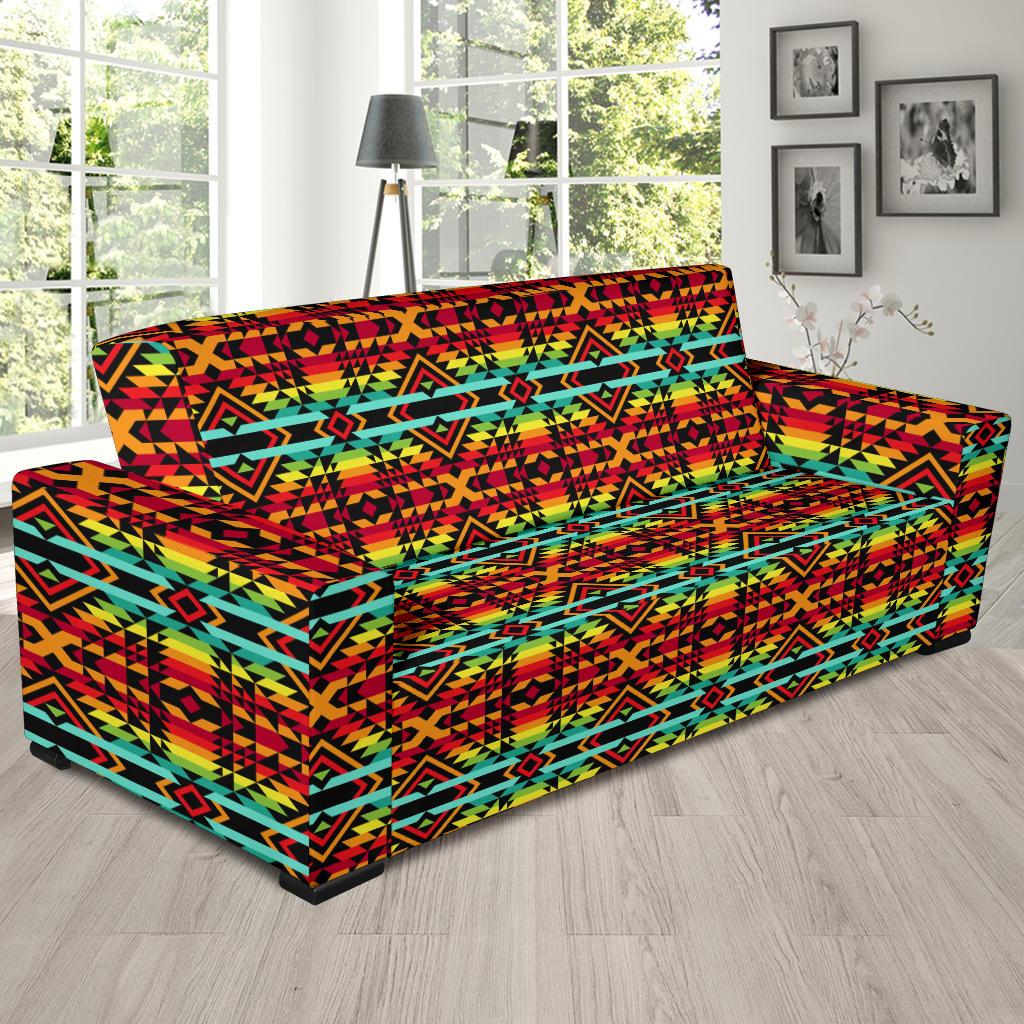 Kente Red Design African Print Sofa Slipcover-JTAMIGO.COM